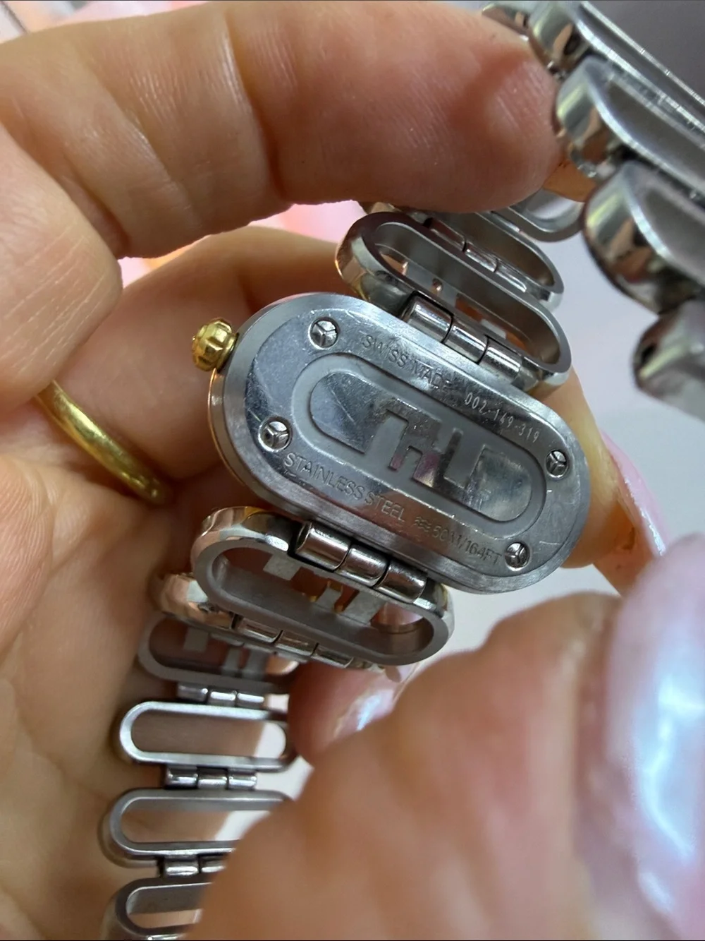 Fendi Two-Tone Gold and Silver Oval Dial Bracelet Watch